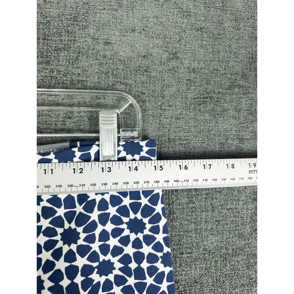 NWT Talbots Chatham Crop Pant Womens 10P Navy Blue White Geometric Print Slim Le